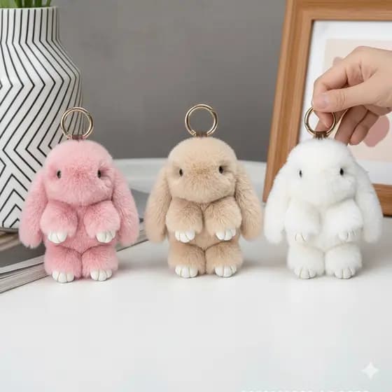 Chaveiro Coelho Bunny Peludo Fofinho Chaveiro Bolsa Charm Pingente Pompom Para Bolsa e Mochila