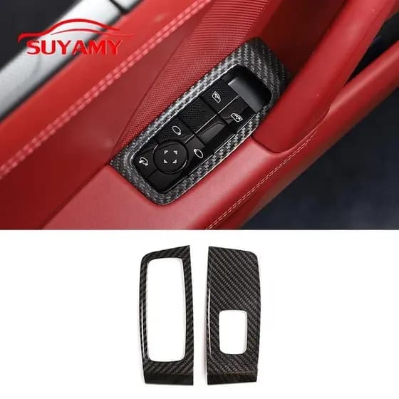 Para Porsche 911 19-2020 Painel De Elevação Vidro Quadro Interruptor Da Janela Botão Decoração Adesivos Fibra Carbono Re