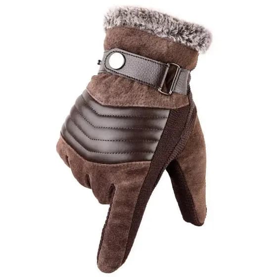 Tela Sensível Ao Toque Inverno Quente Luvas Masculinas De Couro Genuíno Casuais Para Homens Esporte Ar Livre Luva De Ded