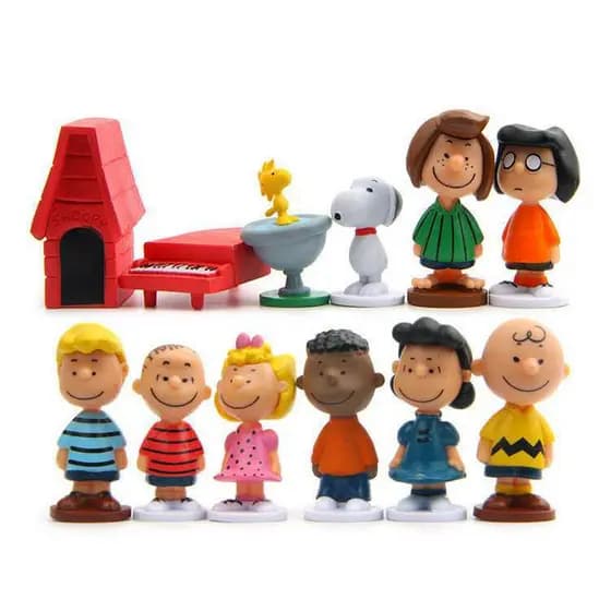 Kit C/ 12 Peças Do Snoopy Charlie Brown Em Pvc 5cm