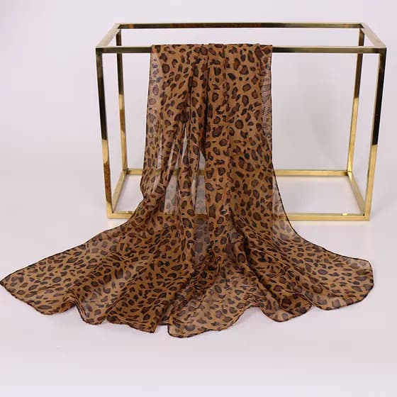 Chiffon Mulher Cachecol De Seda Leopardo Impressão Praia Viagem Vintage Leve