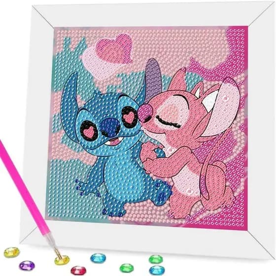 Kits de Pintura em Diamante 5D para Crianças com Moldura de Madeira - Arte em Diamante para Crianças de 6 a 12 Anos, Art