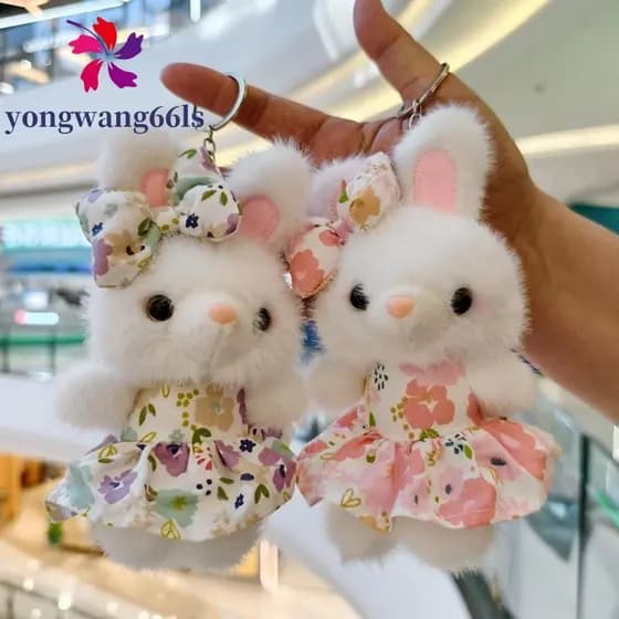 YONGWANG Pingente De Coelho Com Saia De Flor , Chaveiro Decorativo De Pelúcia De Desenho Animado , Boneca Macio De 12 Cm