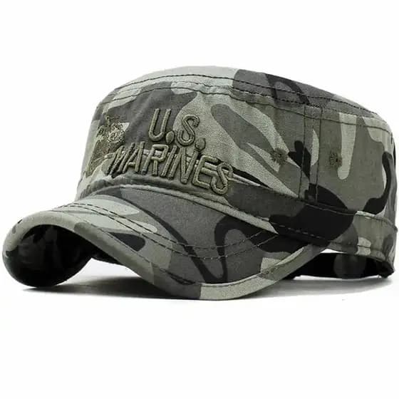 Boné de Beisebol Masculino, Boné Plano Masculino, Boné Tático Camuflado, Boné de Algodão, Boné Masculino com Bordado Fas