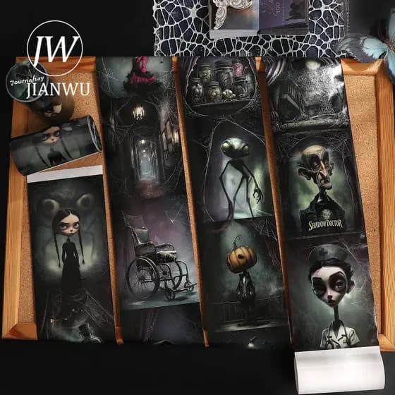 JIANWU 80mm * 204mm Vintage Escuro Hotel Personagem Paisagem Material Colagem Scrapbooking Fita Washi Diário Criativo Pa