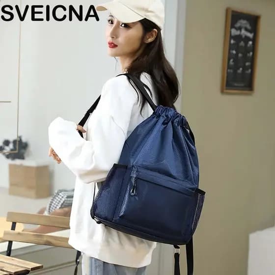 Mochila De Tecido SVEICNA Oxford , Bolsa Com Cordão Para Academia De Secagem Rápida De Grande Capacidade , Leve