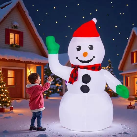 Decorações infláveis de Natal para áreas externas de 3 pés de altura, boneco de neve com chapéu vermelho, decorações inf