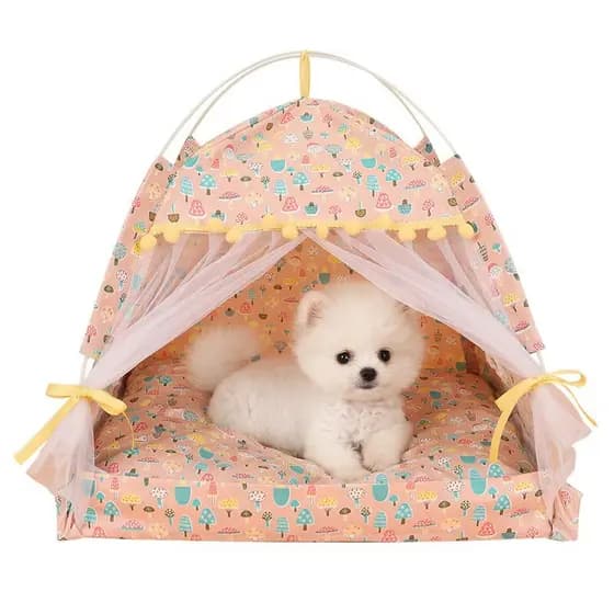 Barraca Para Cães De Estimação Tenda Portátil Fofa Casa De Gato Cama De Cachorro Pequena Almofada Grossa Respirável Hut