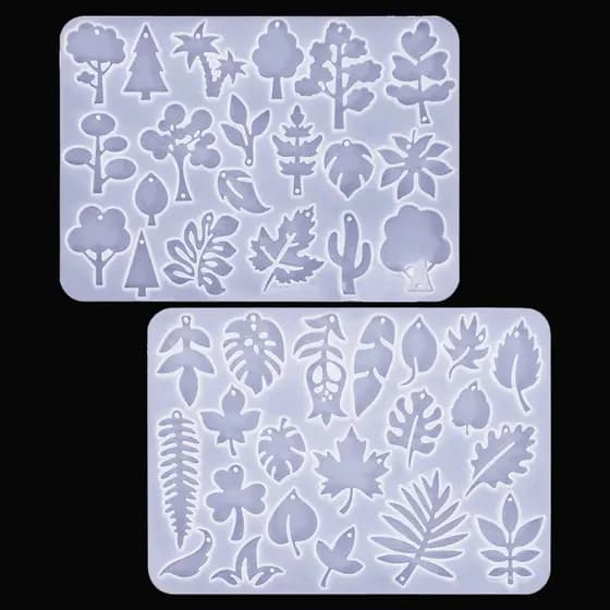 Resina DIY Série Folha Brincos Molde De Silicone Formas De Com Furo Moldes Para Jóias Arte Artesanato