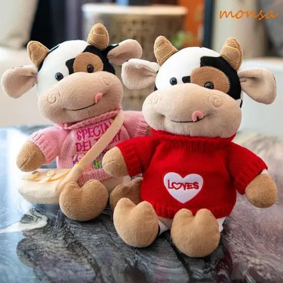 Brinquedo De Pelúcia MONSA , Boneca De Vaca De Material Macio Estilo Desenho Animado , Design Bonito Simulação Gado Do Z