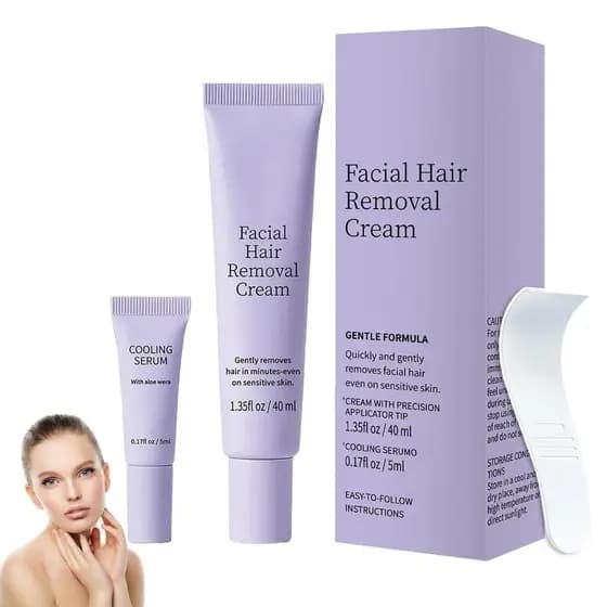 Creme Removedor de Pelos Faciais, Removedores Suaves de Pelos para Mulheres, Remoção de Pelos Rápida e Indolor, Calmante