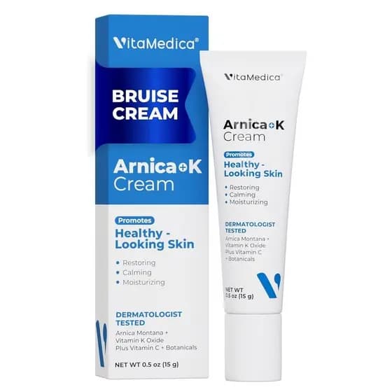 VitaMedica Creme de Arnica + Óxido de Vitamina K para Pele Fina e Delicada – 3% Arnica Montana, Rosto e Área dos Olhos,