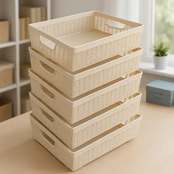 Kit 5 Cestos Organizador 5,2 Litros Lavanderia Armário Cozinha Banheiro 5,2 Litros 33 x 23