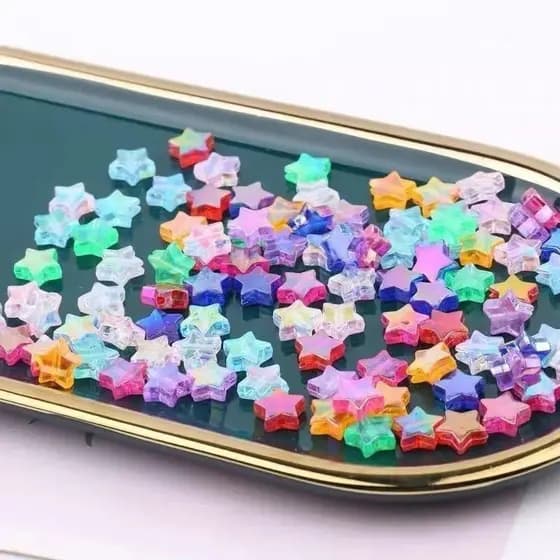 Kit Bijuteria Miçanga Infantil 200 Peças Estrelas Coloridos