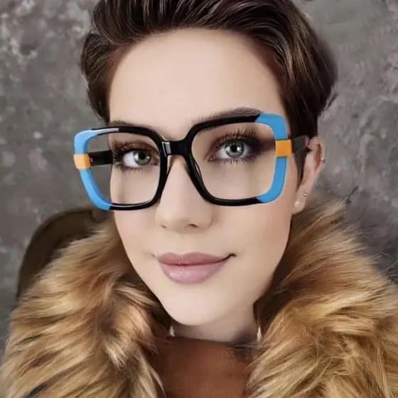 Moda Quadrada Emenda Cor Feminina Quadro Fotocromático Anti Raio Azul Prescrição Femal Óculos De Leitura