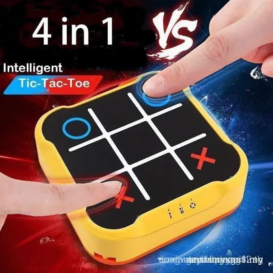 Jogo Tic Tac Toe Bolt | Jogo de Quebra-Cabeça Eletrônico 4 em 1 Portátil, Brinquedo Educativo de Viagem para Crianças