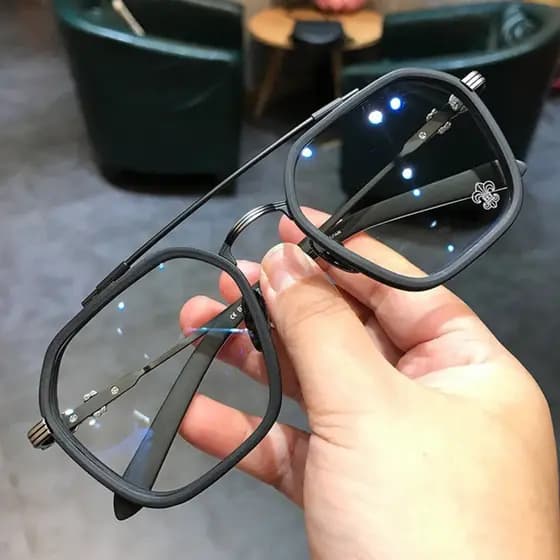 Óculos quadrados ultra-leves e elegantes com proteção contra luz azul | Armações de Metal Transparentes e Elegantes pa