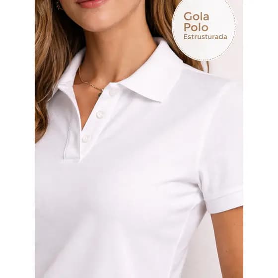 Camiseta Gola Polo Feminina Premium Gola Piquet Manga Curta Casual Confortável Look Moda Dia