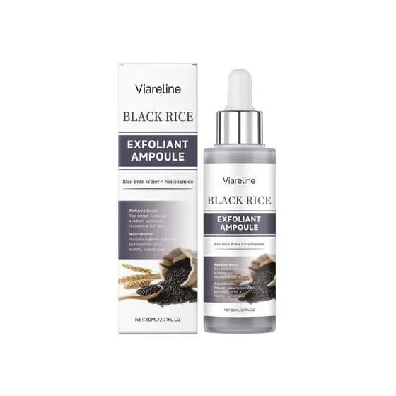Sérum Esfoliante de Arroz Preto – Formulado com água de farelo de arroz e niacinamida, deixa a pele radiante, suave e de