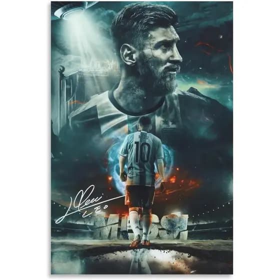 Pôster Lionel Messi 1, Impressão em Tela para Arte de Parede, Decoração para Casa, Banheiro, Quarto, Escritório, Sala de