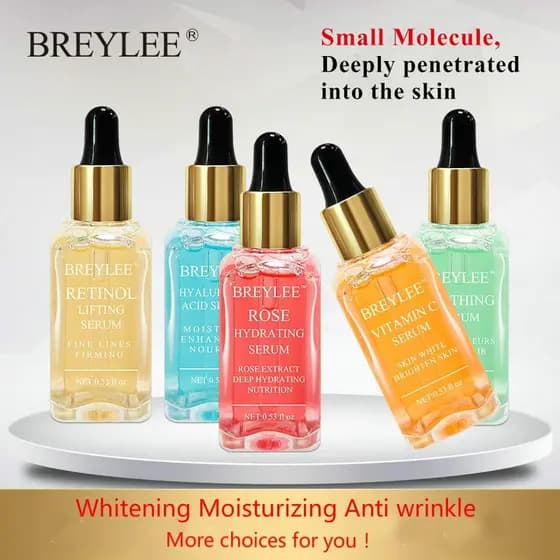 Breylee Conjunto de 5 Frascos de Ácido Hialurônico / Vitamina C / Retinol, Sérum Calmante / Hidratante / Firmador / Anti
