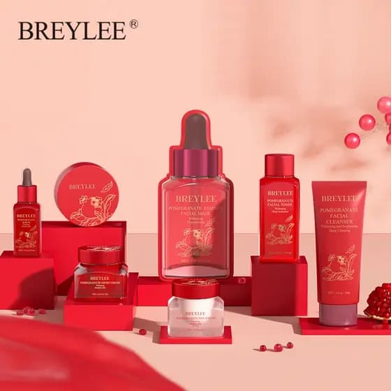 BREYLEE Sérum de Romã Vermelha/Máscara para Olhos/Limpador Facial/Creme para Olhos/Creme Diurno/Tônico Facial/Creme Notu