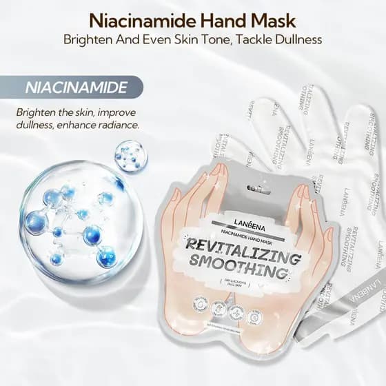 Máscara para Mãos com Niacinamida LANBENA 1 par 30G/PAR Remove Linhas Finas Clareamento Rejuvenescimento Hidratação Cuid