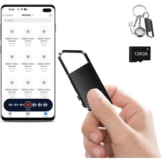 Gravador de Voz Ativado por Voz de 128GB com Reprodução - Dispositivo de Gravação com 3200H de Duração para Palestras e
