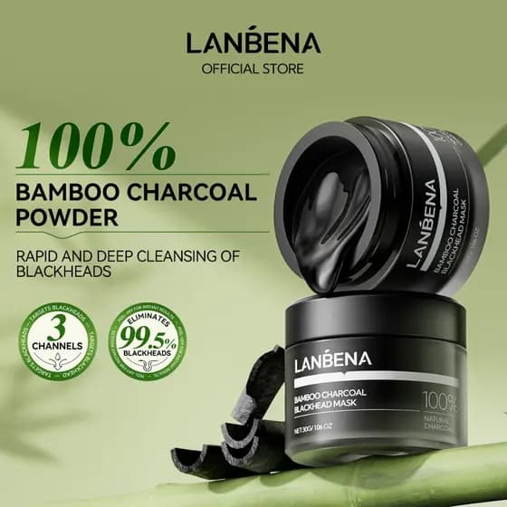 LANBENA Bamboo charcoal pore strips blackhead mask,Deep cleaning ,remove blackhead,acne,shrinking pore30g+60pcs