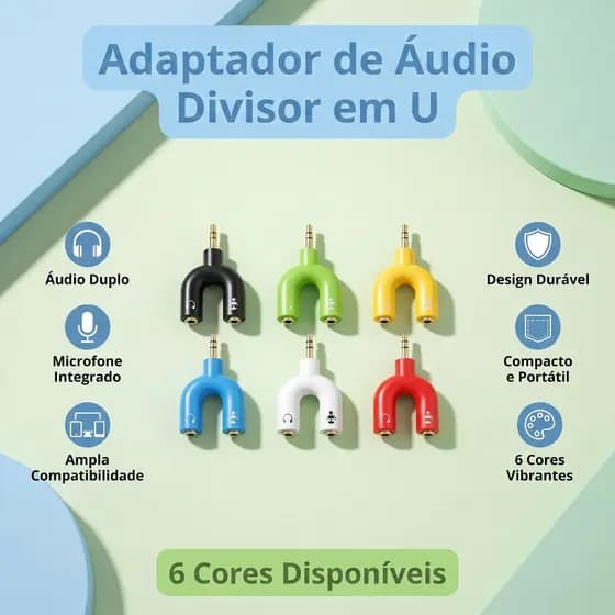 Kit 10 Splitter P3 para P2 | Adaptador Áudio e Microfone para PC Xbox PS4 Headset GAMER P25