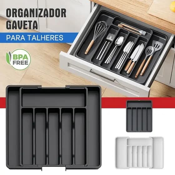 Organizador de Gaveta Porta Talheres Organizador Porta Talheres Extensível Gaveta Cozinha Extensor