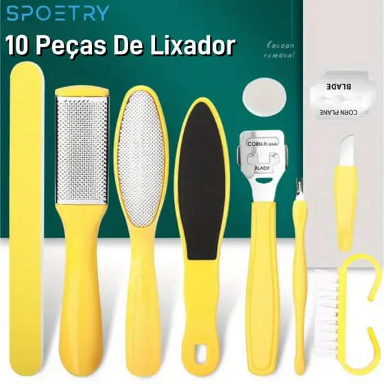 Kit 10 Pçs Cortador De Unhas Pedicure Tesoura Prego Conjunto De Ferramentas Portátil Lixa Elimina Calo
