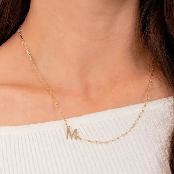 Colar Letra Inicial Semijoia Feminina Ouro 18k Ou Prata 925