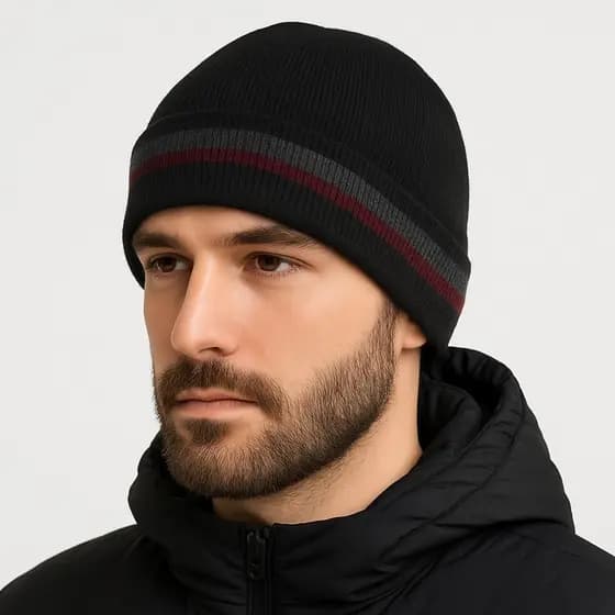Touca Masculina Básica Forrada Para Passar o Inverno Quentinho Toca Gorro Unissex Duas Listras