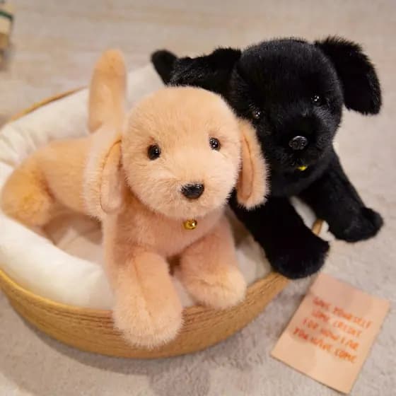Brinquedo de Pelúcia de Cachorro Golden Retriever Simulado de Alta Qualidade, Boneco de Animal de Desenho Animado Realis