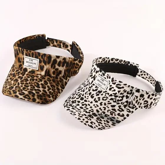Boné de Verão com Estampa de Leopardo e Posicionamento Aleatório da Estampa, Unissex, Estilo Casual Simples, Logotipo Bo