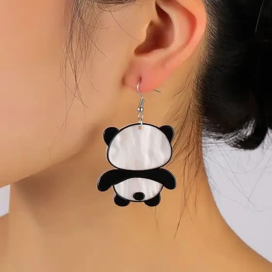 Brincos Super fofos de Panda grande moda acrílico com estampa em relevo brincos exclusivos 5.15