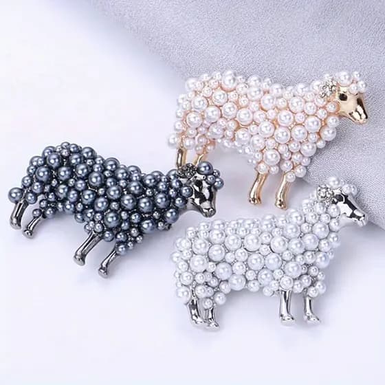 Moda Luxo Ovelhas De Pérola Completa Broches Unisexo Lovely Cute Animal Ladies Casamento Elegante Broche Casual Pins