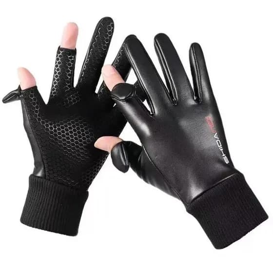 Luvas de couro para homens e mulheres, para outono e inverno, forradas com fleece, quentes, luvas para motociclismo, imp