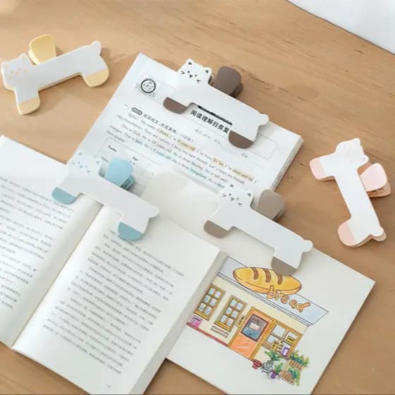 1 Peça De Clipes De Página Em Formato De Gato Fofo , Material De Plástico E Clipe De Mola , 12.9 , 7.8 Cm , Perfeito Par
