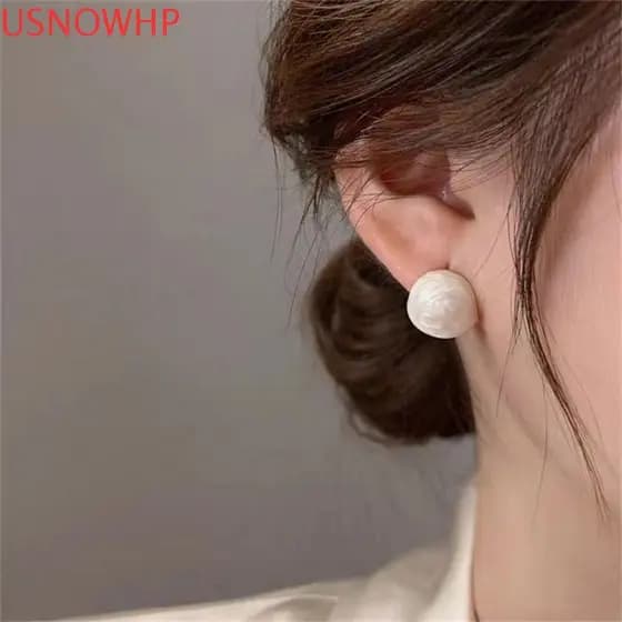 USNOWHP Brincos Femininos Personalidade Retrô Doce Cobre Temperamento Contas Redondas Esmalte Fivela De Orelha