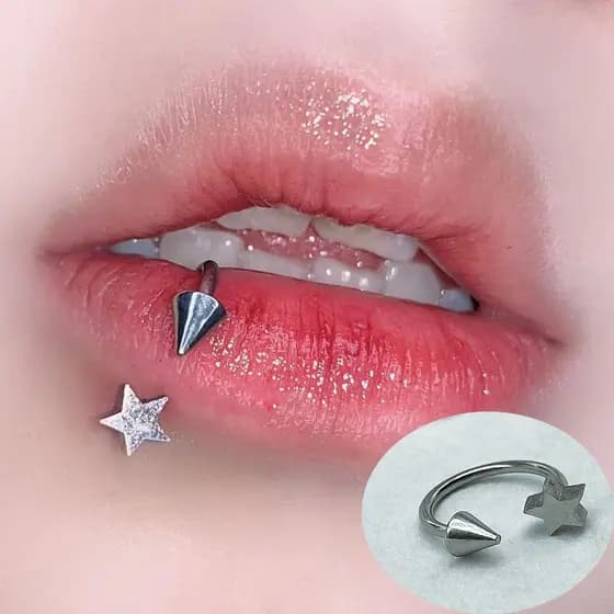 Cinco Pontas De Estrela De Aço Titânio Com Piercing Labial Anel Horseshoe C Shape Body Jewelry Gift