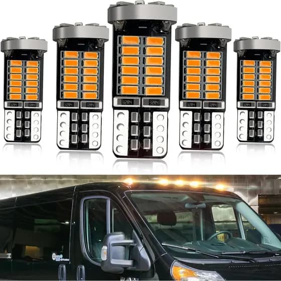 Lâmpadas LED âmbar para luzes de sinalização de teto de cabine para RAM 2014-2024 ProMaster 1500, ProMaster 2500, ProMas