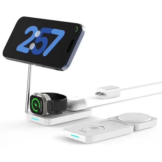 Estação de Carregamento Sem Fio 3 em 1, Carregador Magnético Sem Fio Dobrável PD20W para Dispositivos Apple iPhone 12-16