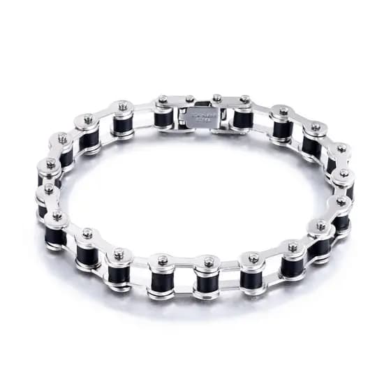 Pulseira de corrente de bicicleta em aço inoxidável estilo metal masculino 7GCE
