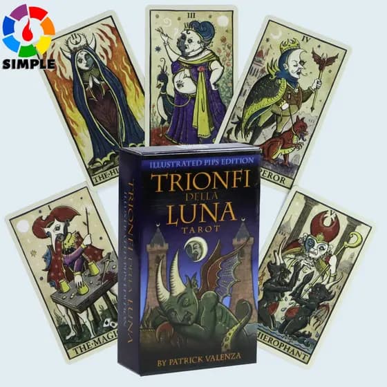 Trionfi Della Luna Tarot - Baralho de Tarot de 78 cartas totalmente ilustrado, 10,3*6cm, inspirado no estilo de Tarot de