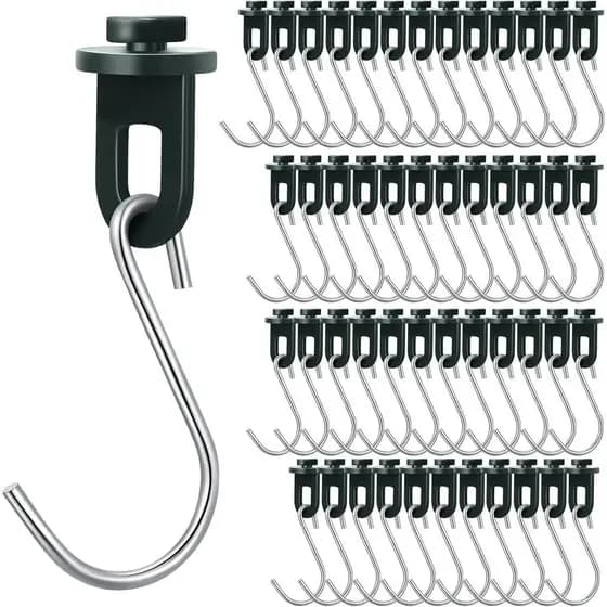 Ripeng 50 Pieces Greenhouse Hooks Hanger Twist Clips Greenhouse Fixing Clips with Stainless Steel S Hooks for Outdoor Ga