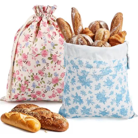 Conjunto de 2 Sacos Reutilizáveis para Pão Caseiro de Fermentação Natural 17"x 13" - Sacos de Armazenamento de Alimentos
