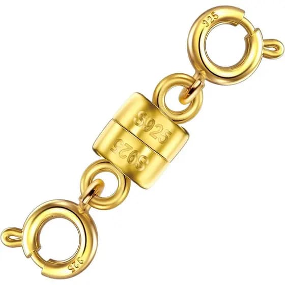 Fechos e Conectores Magnéticos para Colares S925 com Anel de Mola Duplo, Extensor de Colar com Fecho Magnético em Prata