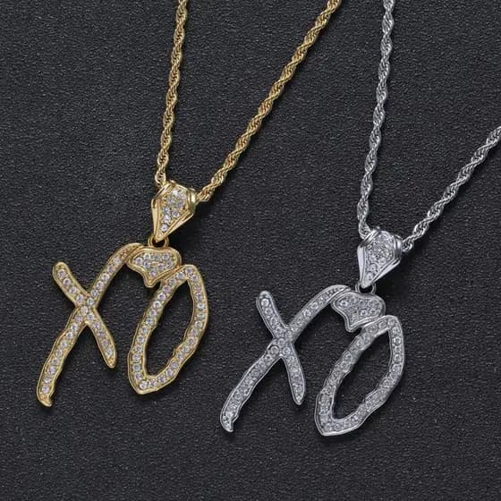 Clássico Simples Carta Pingente Colar Moda Masculina Glamour Rock Hip Hop Jóias